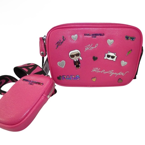 Karl Lagerfeld Handbags - Karl Lagerfeld Camera Bag Purse Fuschia Pink Novelty Crossbody Shoulder Bag NWT